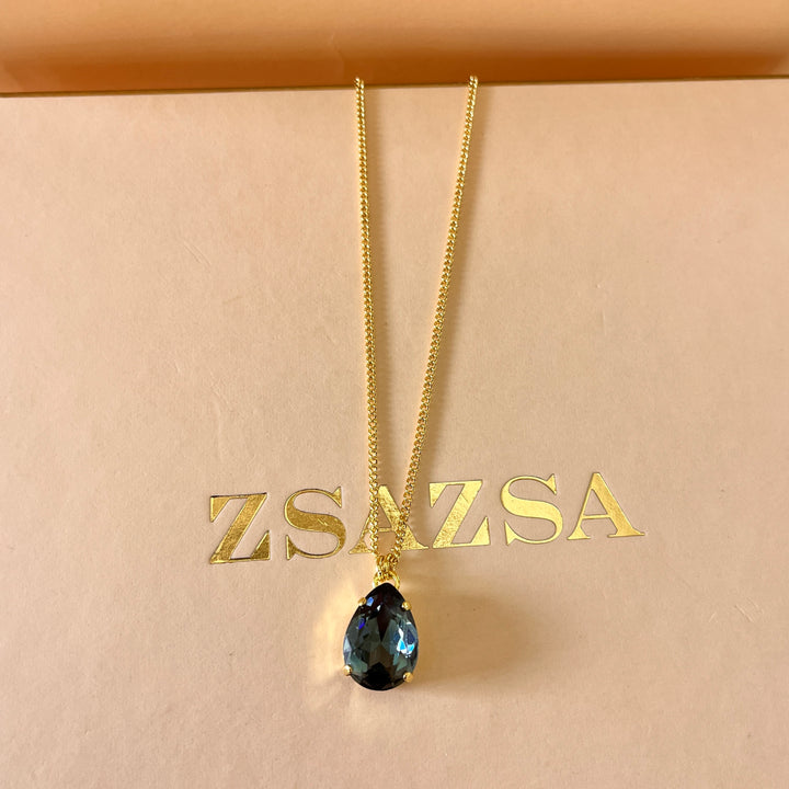 Grey teardrop Swarovski crystal pendant