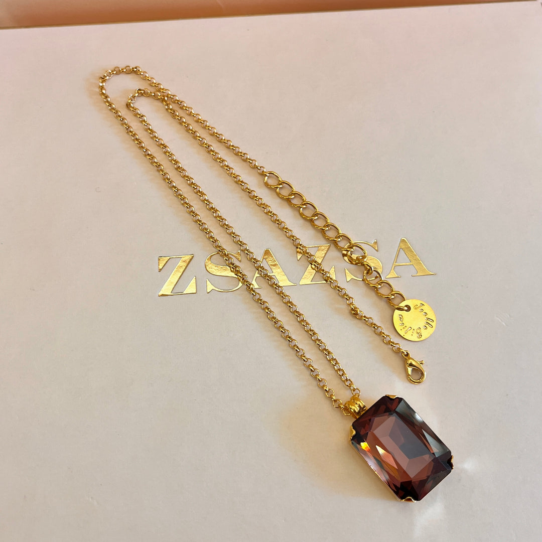 Purple rectangular preciosa crystal pendant
