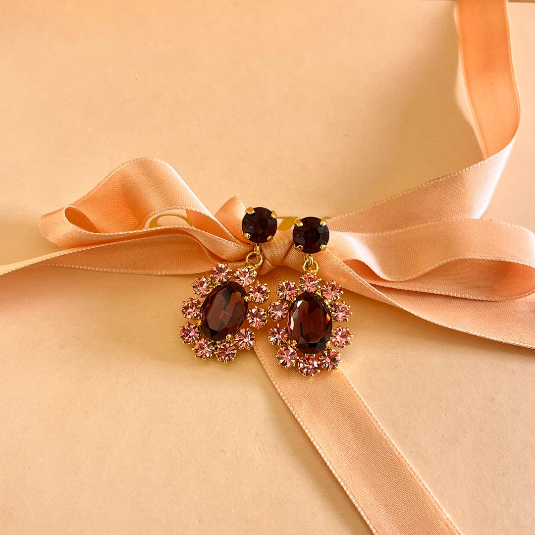 Purple and light pink preciosa crystals set