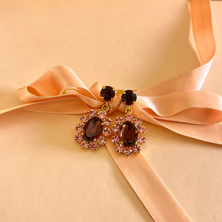 Purple and light pink preciosa crystals set