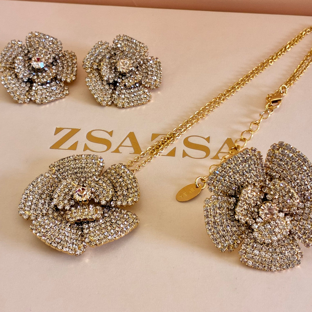 Big Flowers Bronze Swarovski crystals set