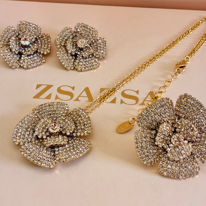 Big Flowers Bronze Swarovski crystals set
