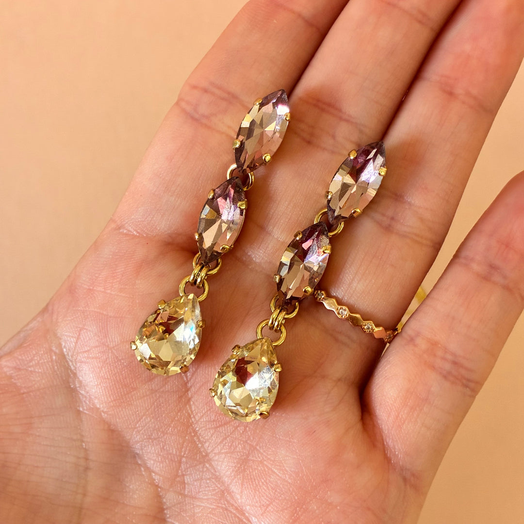 Elegant lilac and pink Swarovski crystals set