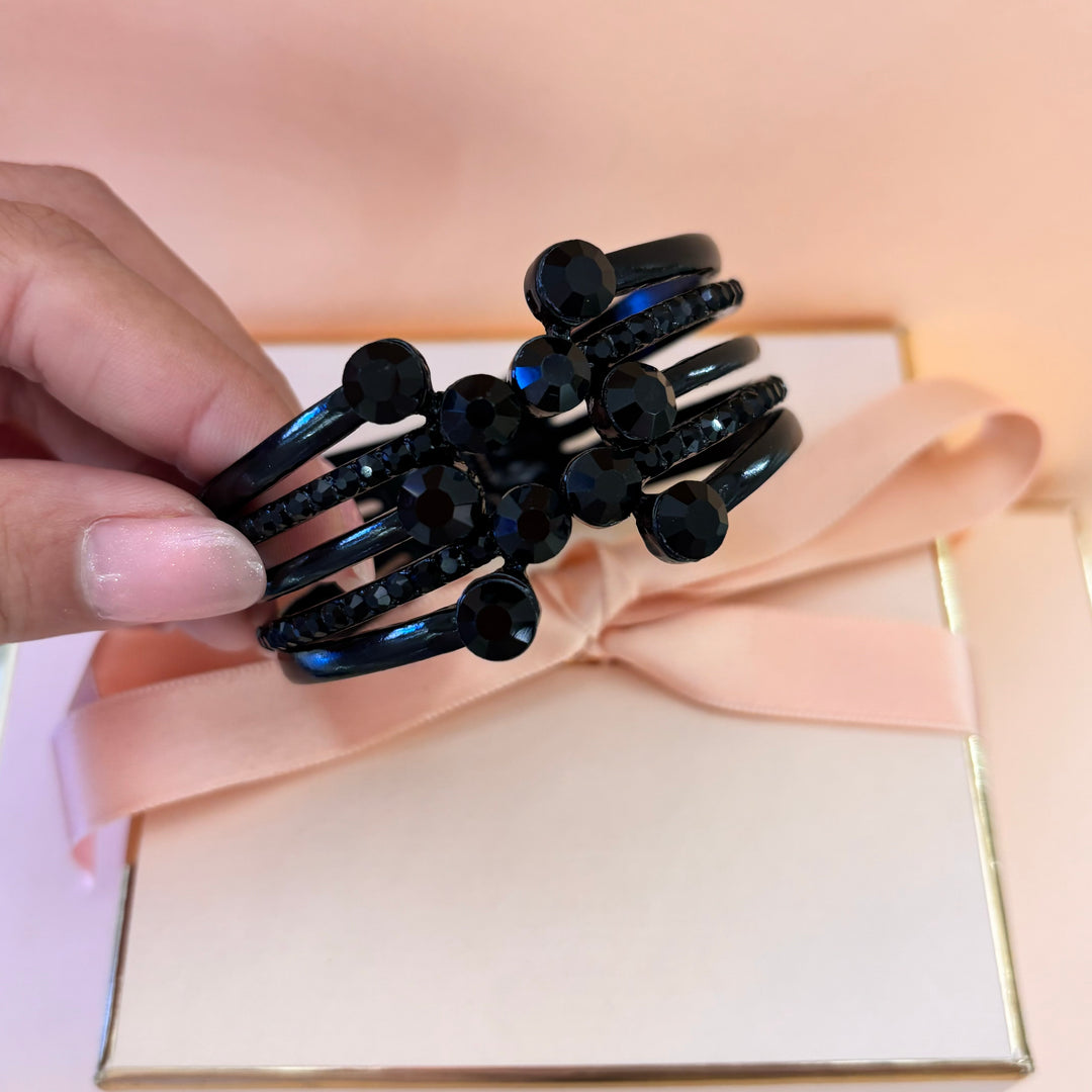 Black rhinestone chunky bangle
