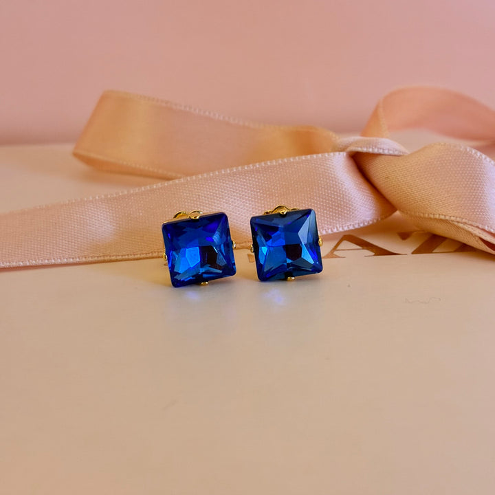 Square royal blue Swarovski crystals set