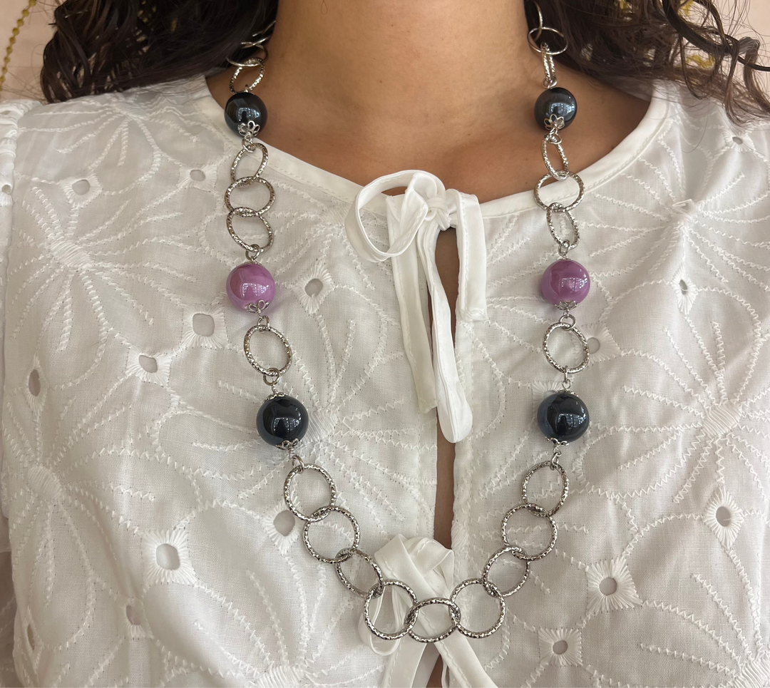 Ceramic lilac and navy blue set