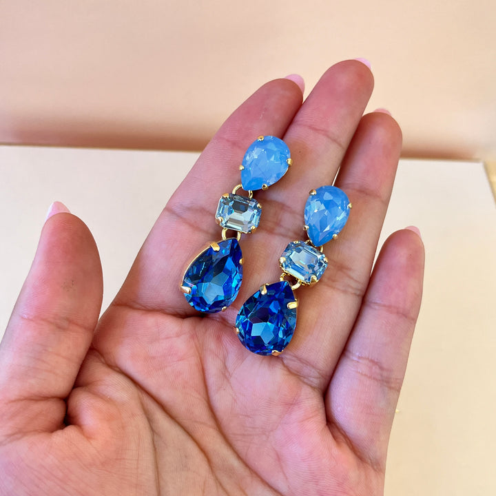Light blue and royal blue Swarovski crystals earrings