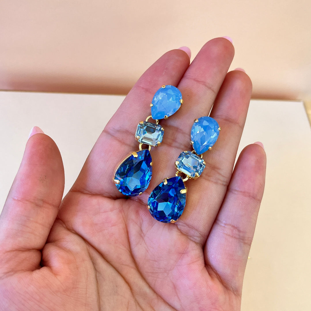 Light blue and royal blue Swarovski crystals earrings