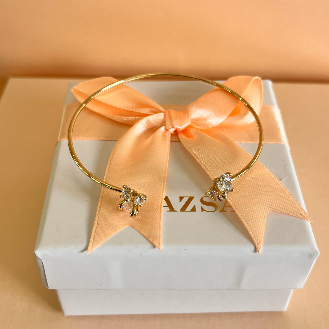 Zircone gold plated open bangle