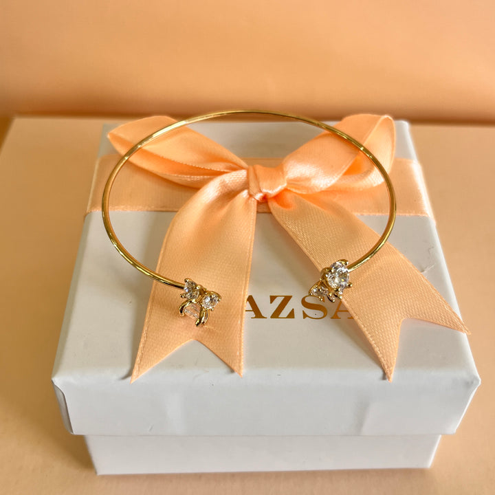 Zircone gold plated open bangle