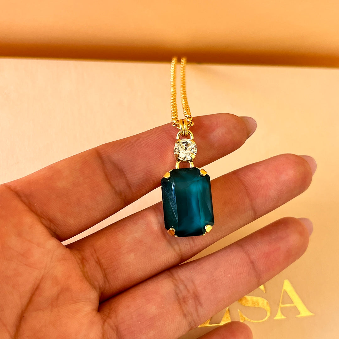 Dark green rectangular Swarovski crystals set