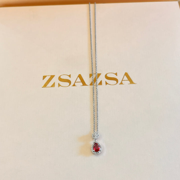 Magenta teardrop zircone pendant