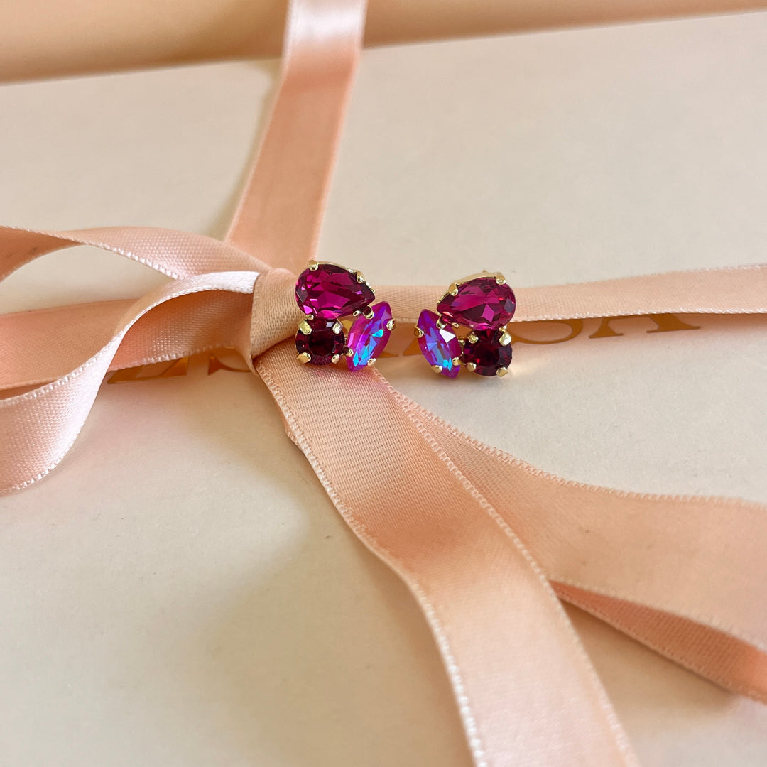 Fuchsia Swarovski crystals studs