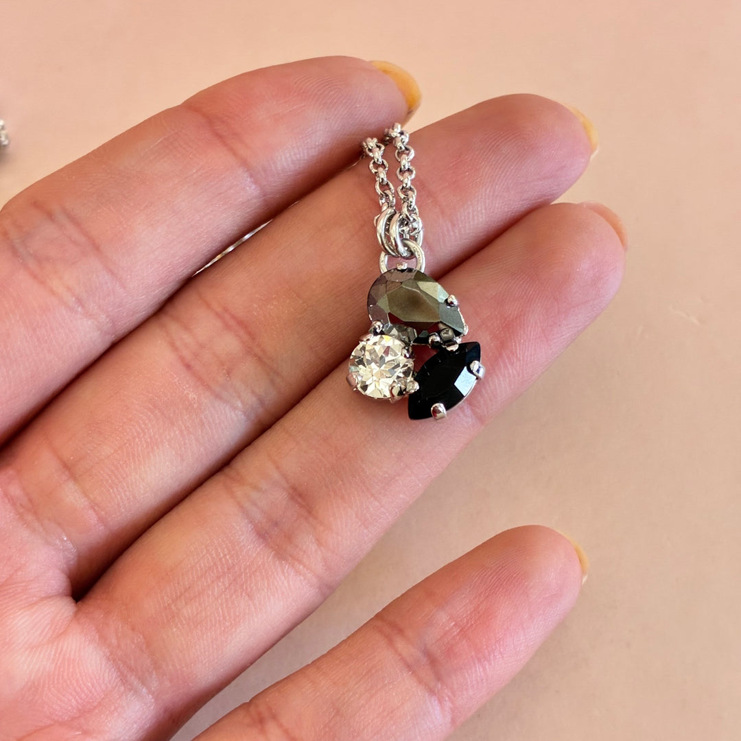 Multistone black and grey Swarovski crystal set