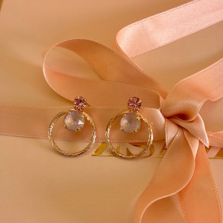 Pink Swarovski crystals rose gold plated earrings