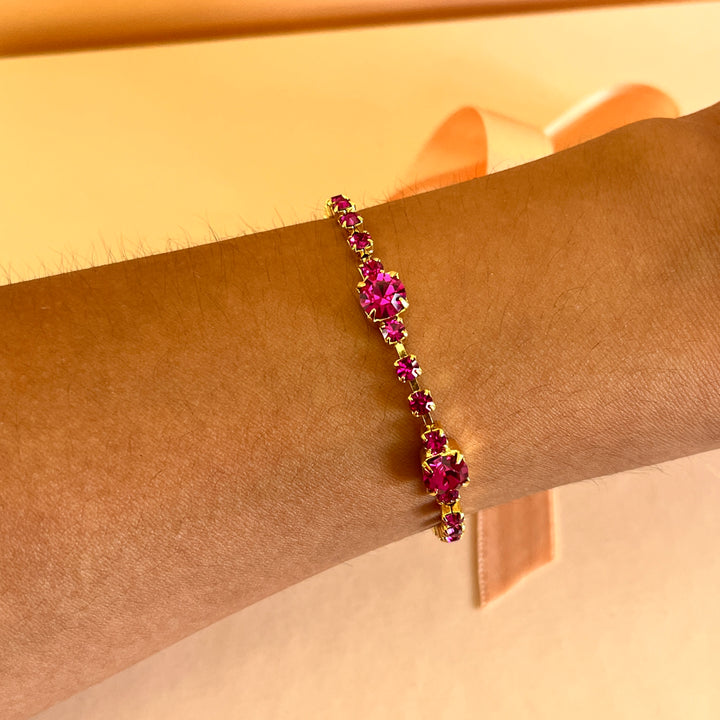 Fuchsia Swarovski crystals bracelet