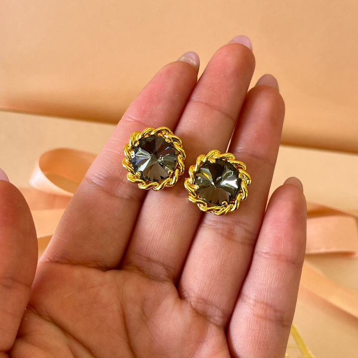 Grey round preciosa crystals studs