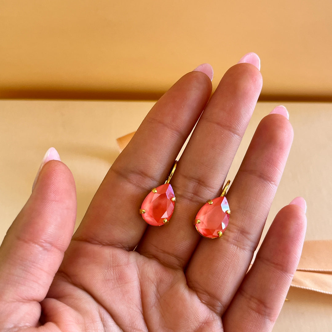 Coral Swarovski crystals hooks