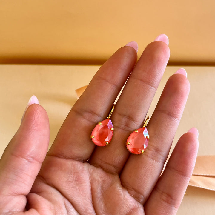 Coral Swarovski crystals hooks