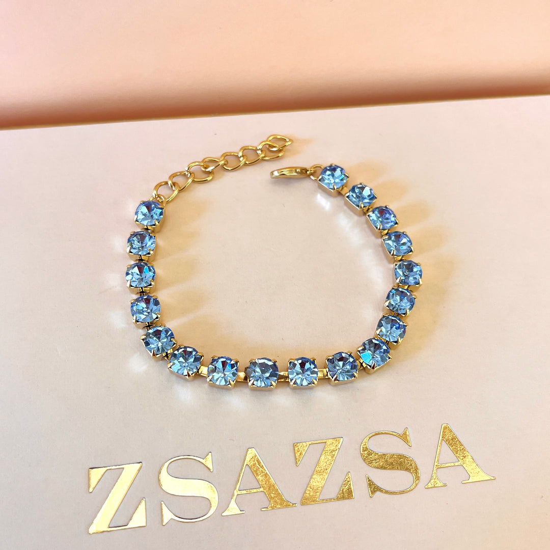 Light blue Swarovski crystals tennis set