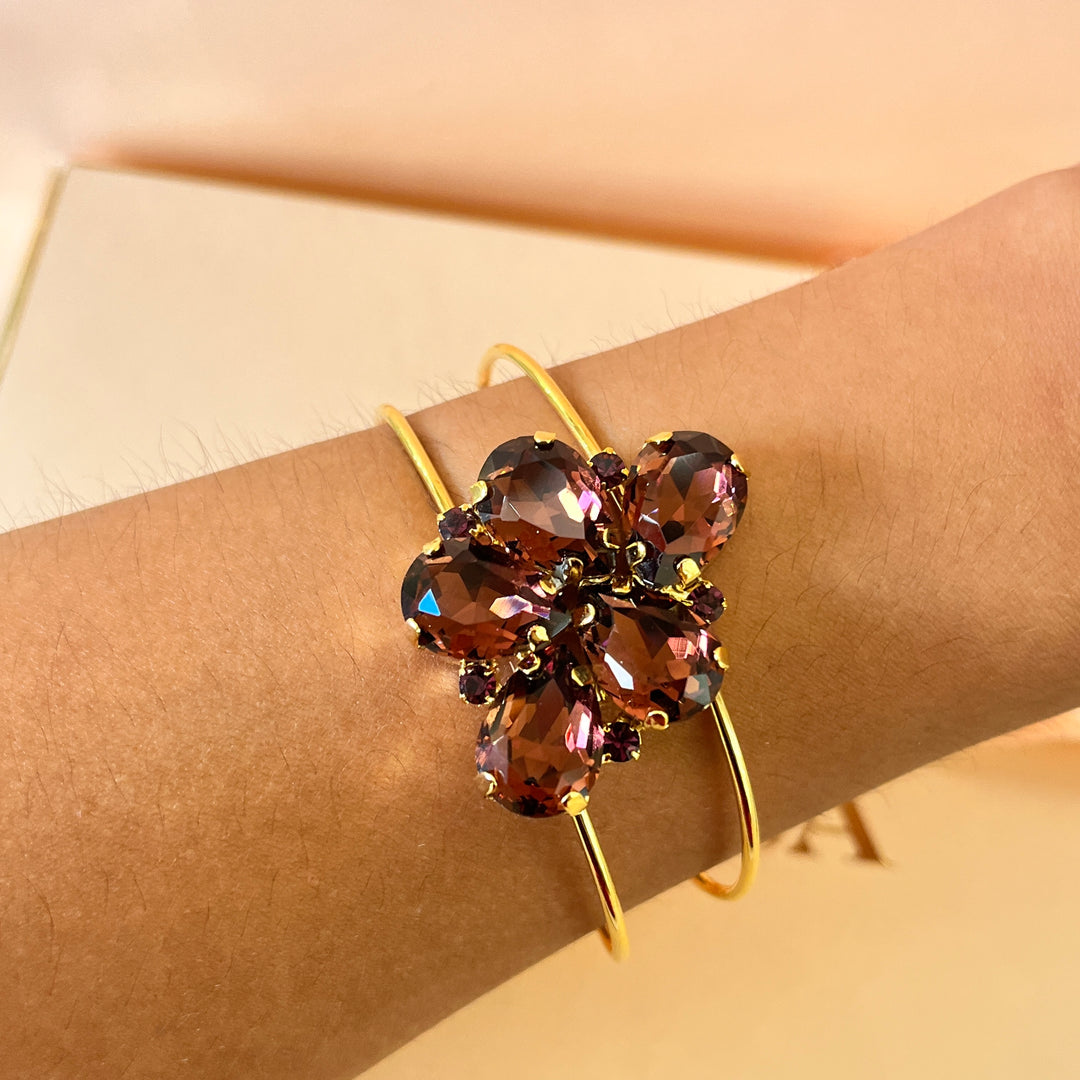 Purple teardrop preciosa crystals set