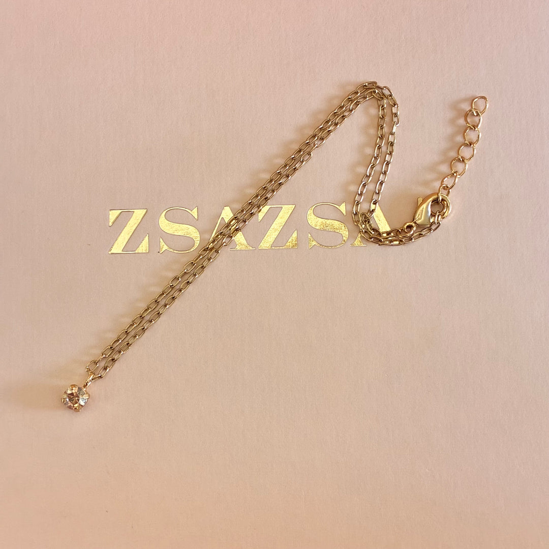 Champagne solitaire gold plated pendant