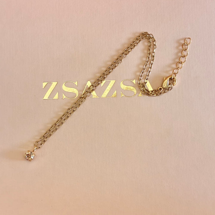 Champagne solitaire gold plated pendant