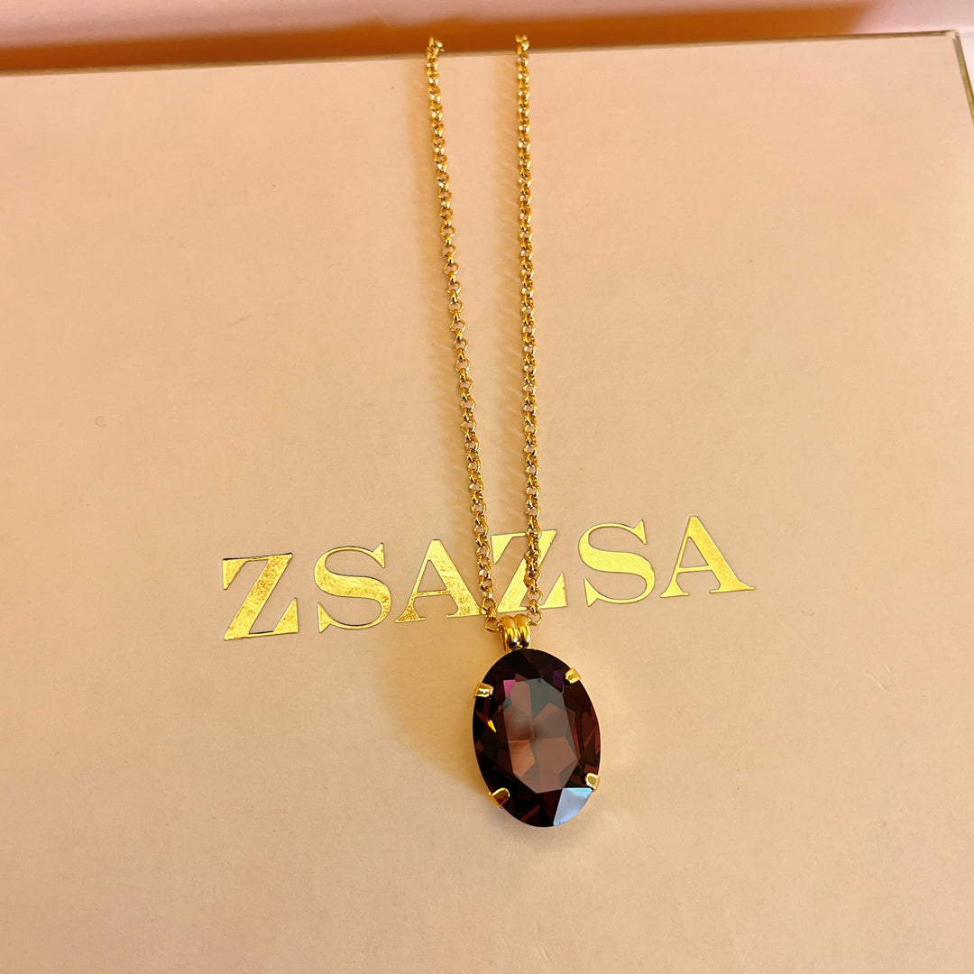 Purple oval preciosa crystal pendant