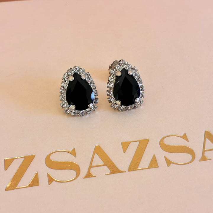 Black Teardrop Preciosa crystals set