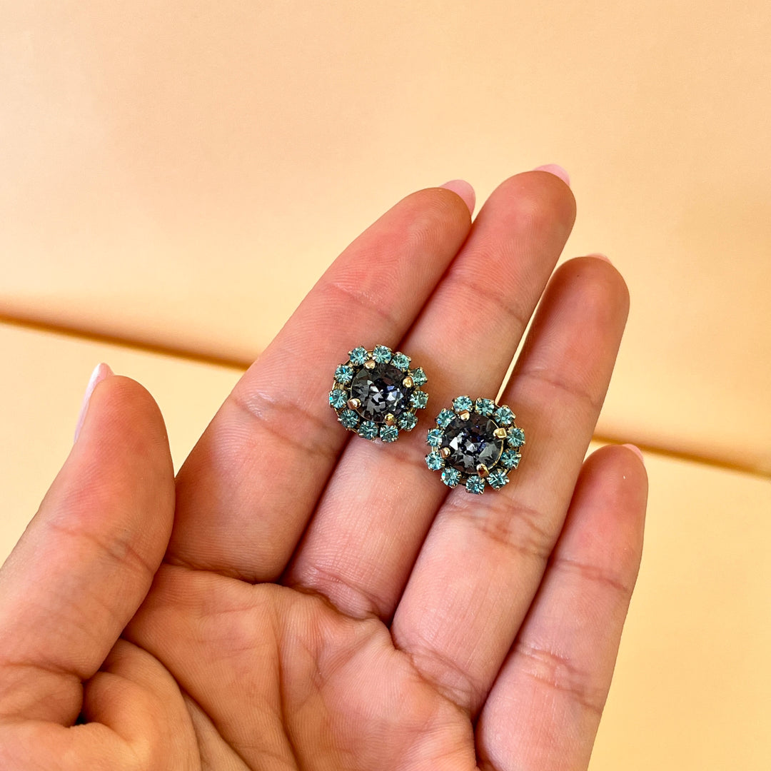 Light blue & lilac Swarovski crystals studs