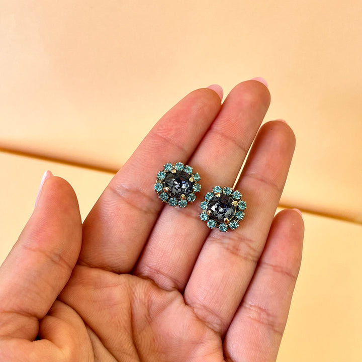 Light blue & lilac Swarovski crystals studs