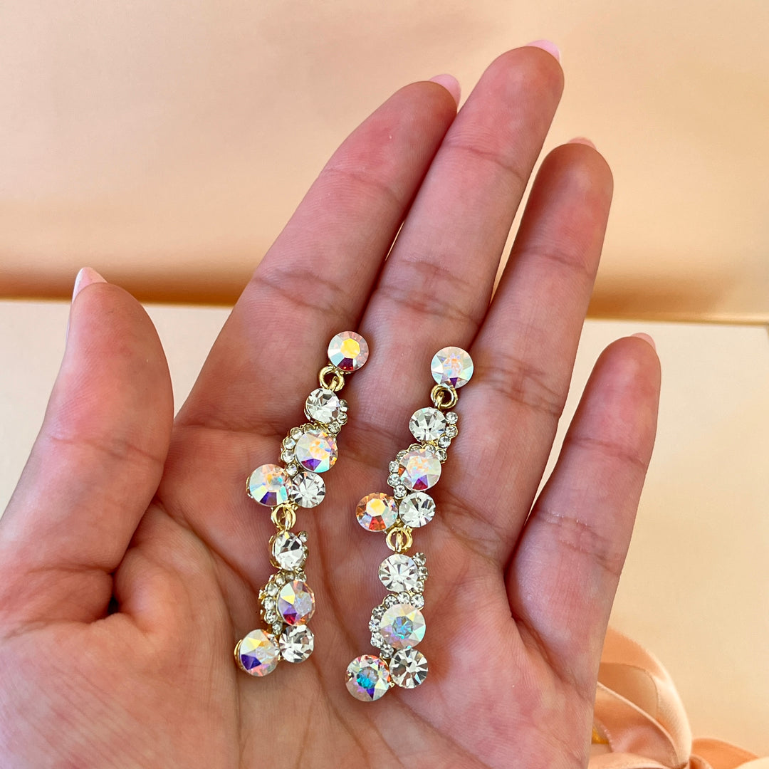 Aurora borealis Swarovski crystals earrings and bracelet