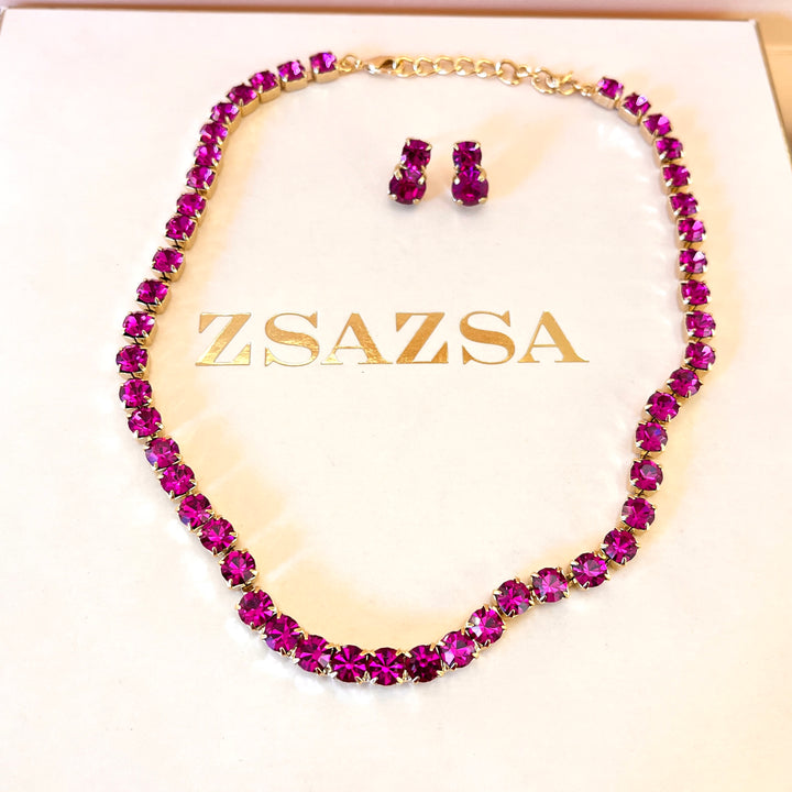 Fuchsia Swarovski crystals set