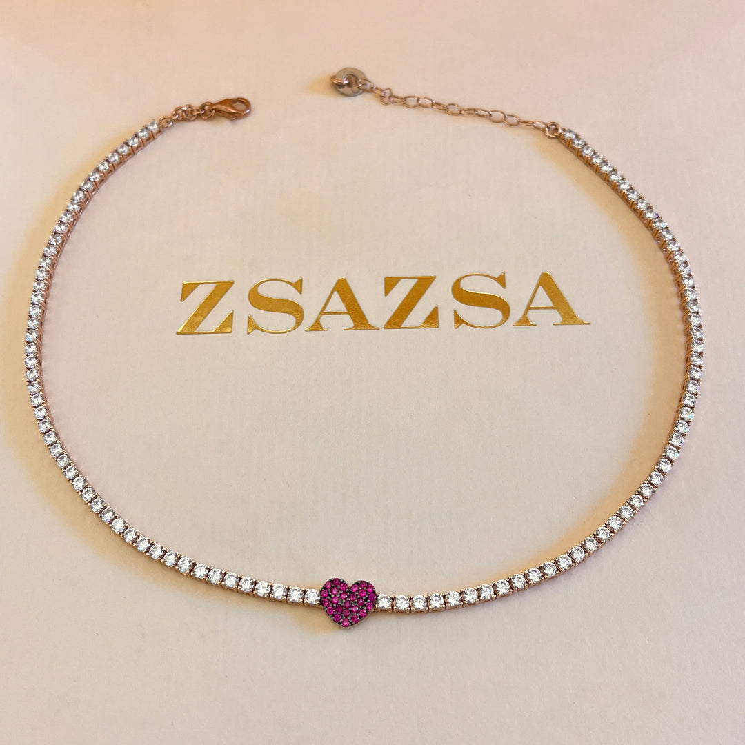 Heart zircone necklace