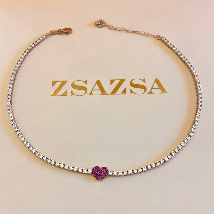 Heart zircone necklace