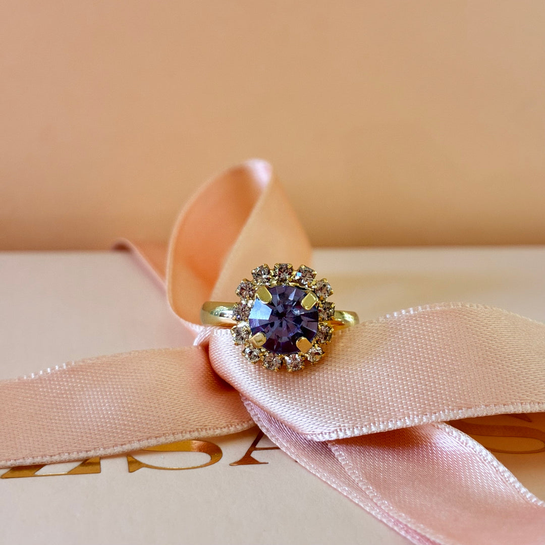 Lilac dainty Preciosa crystals gold plated set