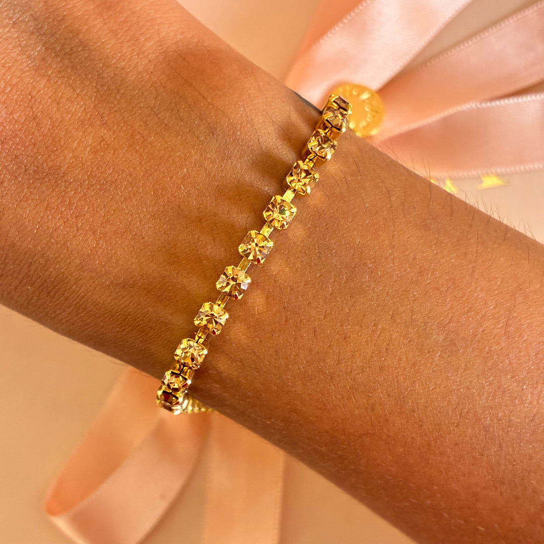 Dainty Bronze Preciosa crystals bracelet