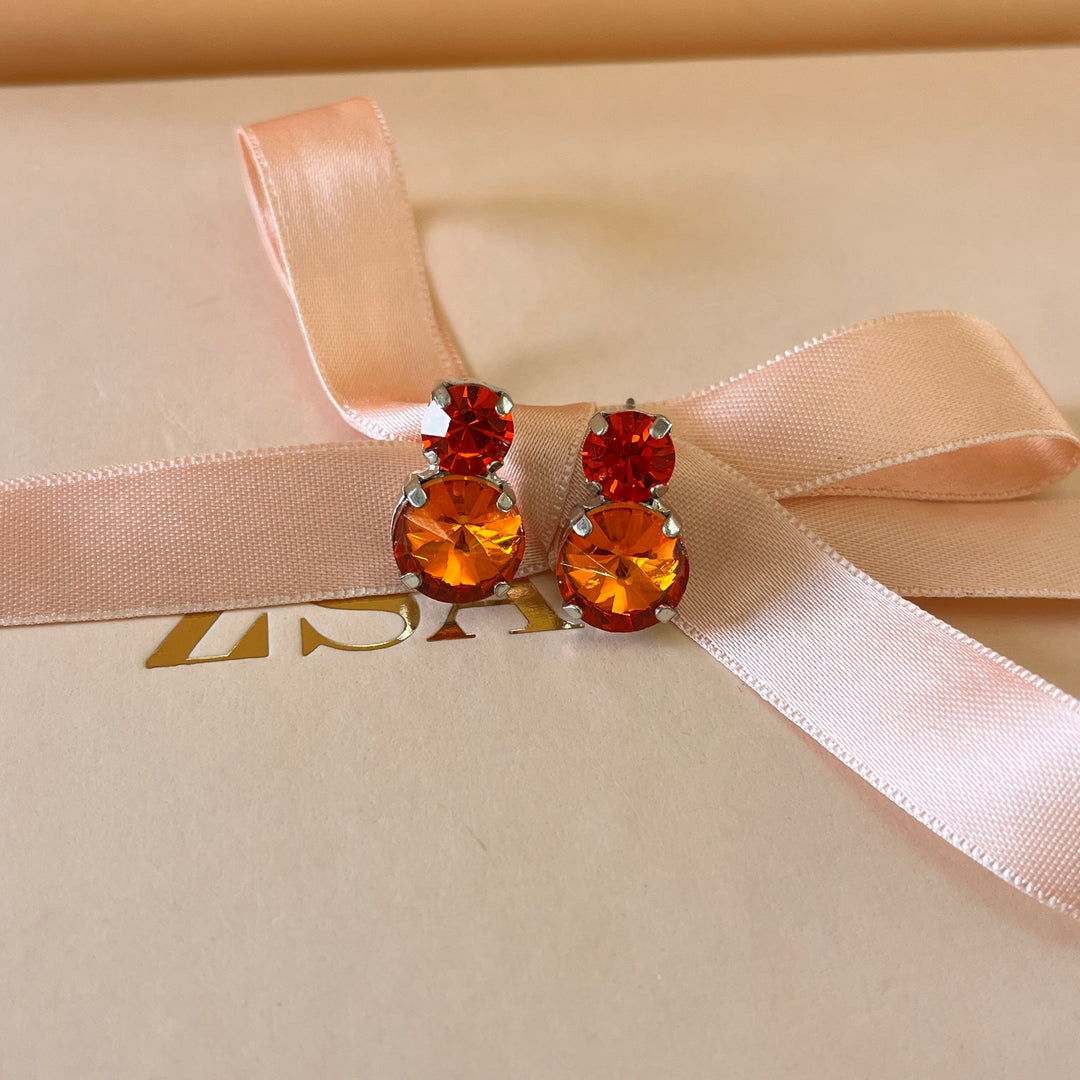 Orange Swarovski crystals studs