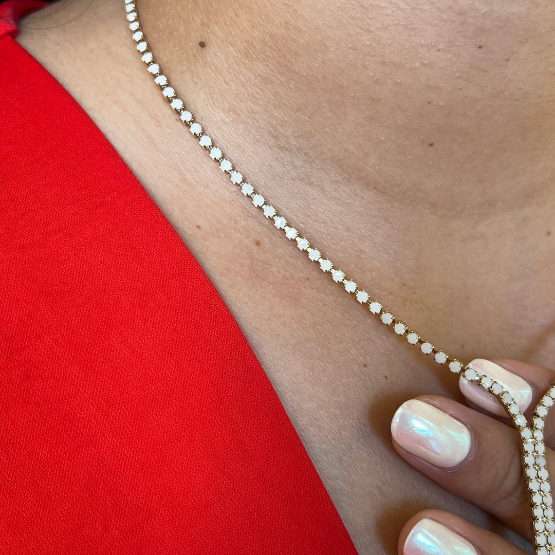 White Swarovski crystals necklace