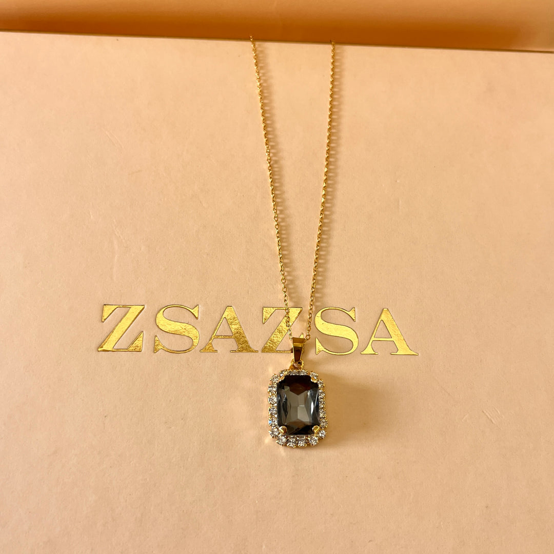 Grey rectangular Preciosa crystals set