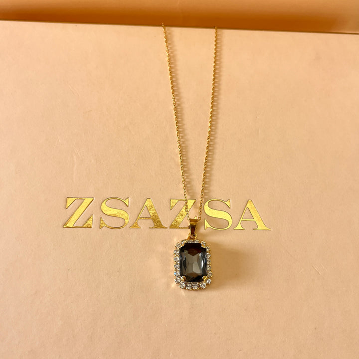 Grey rectangular Preciosa crystals set