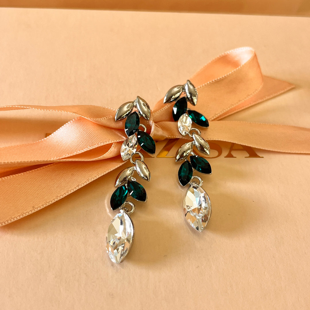 Marquise dark green Swarovski crystals set