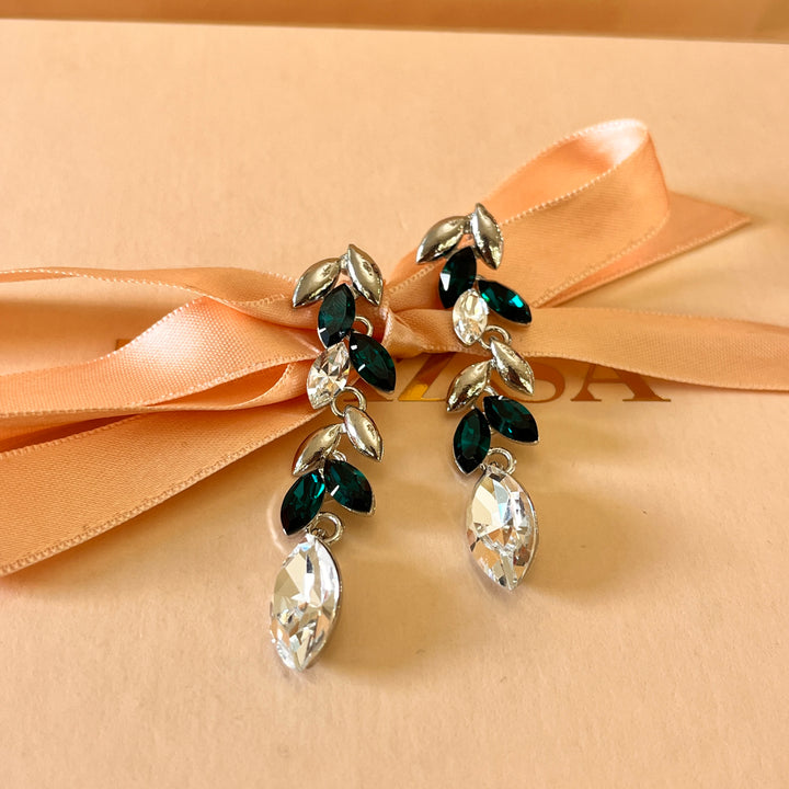 Marquise dark green Swarovski crystals set