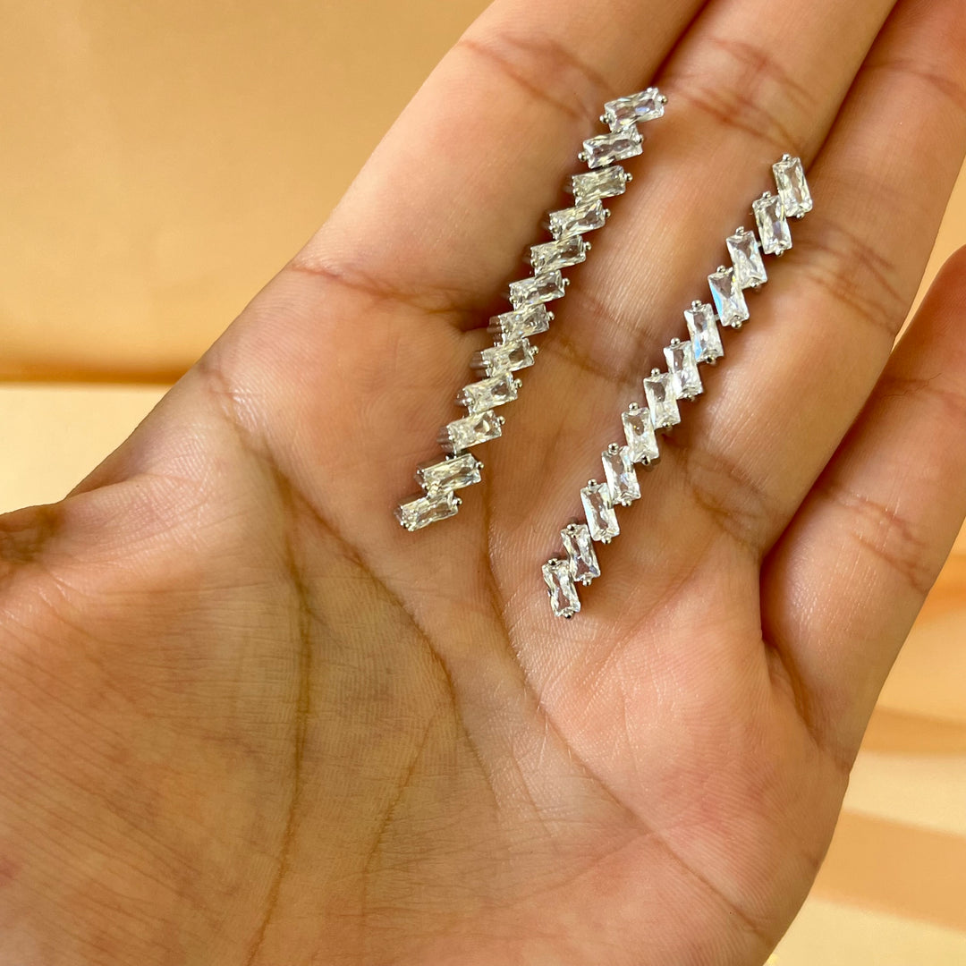 Baguette silver zircone set