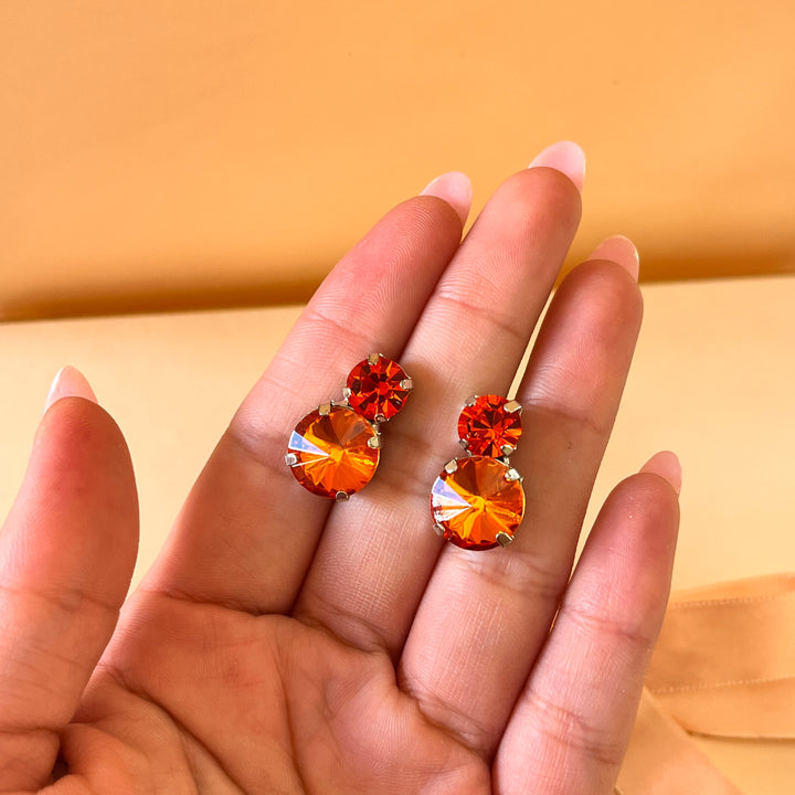 Orange Swarovski crystals studs