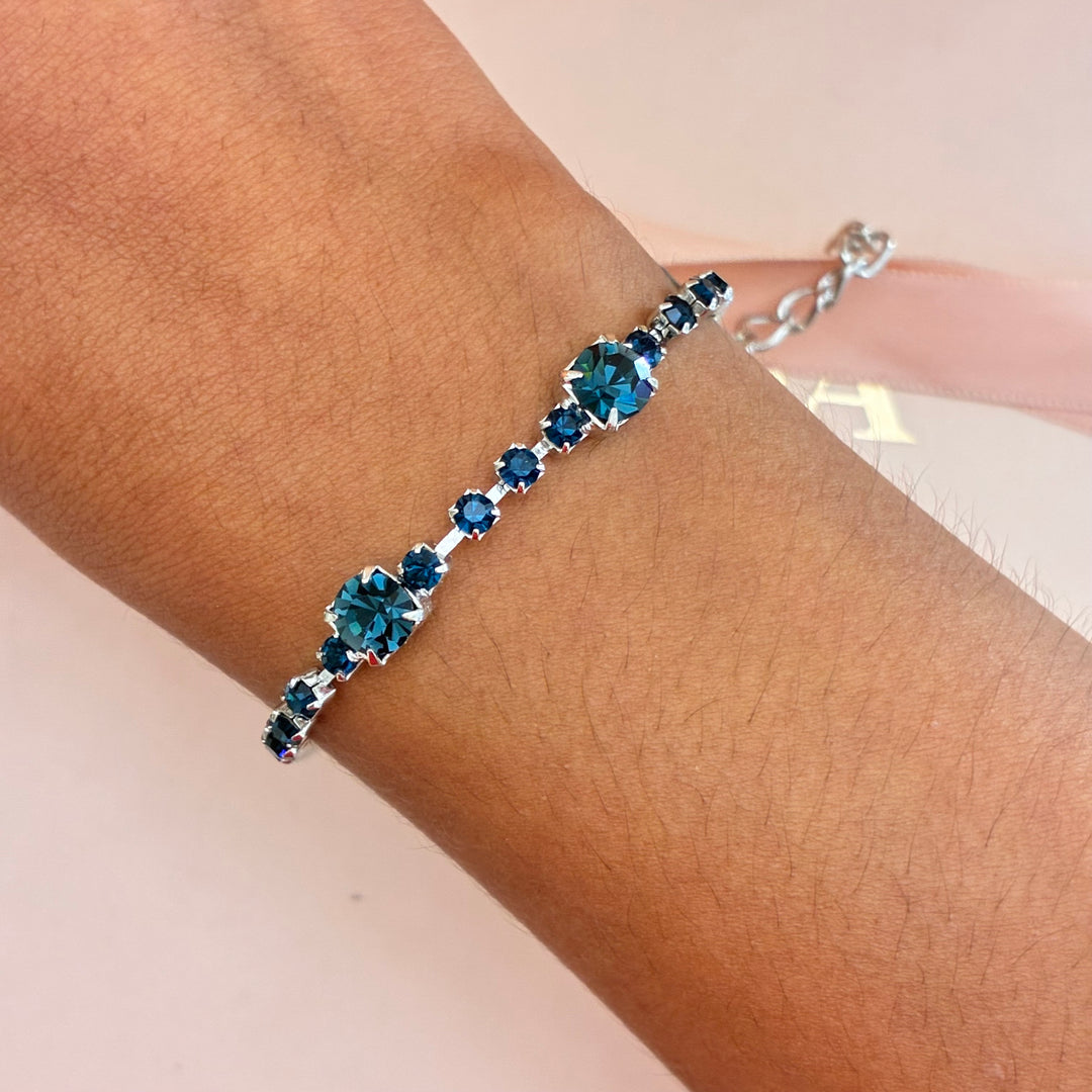 Navy blue Preciosa crystals silver bracelet