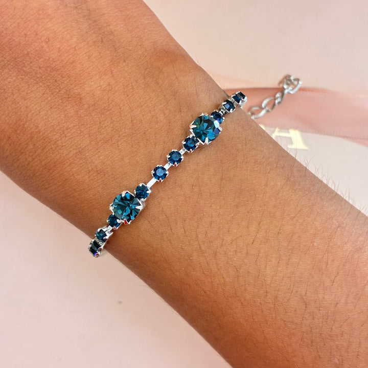 Navy blue Preciosa crystals silver bracelet