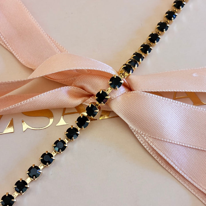 Dainty Black Preciosa crystals bracelet