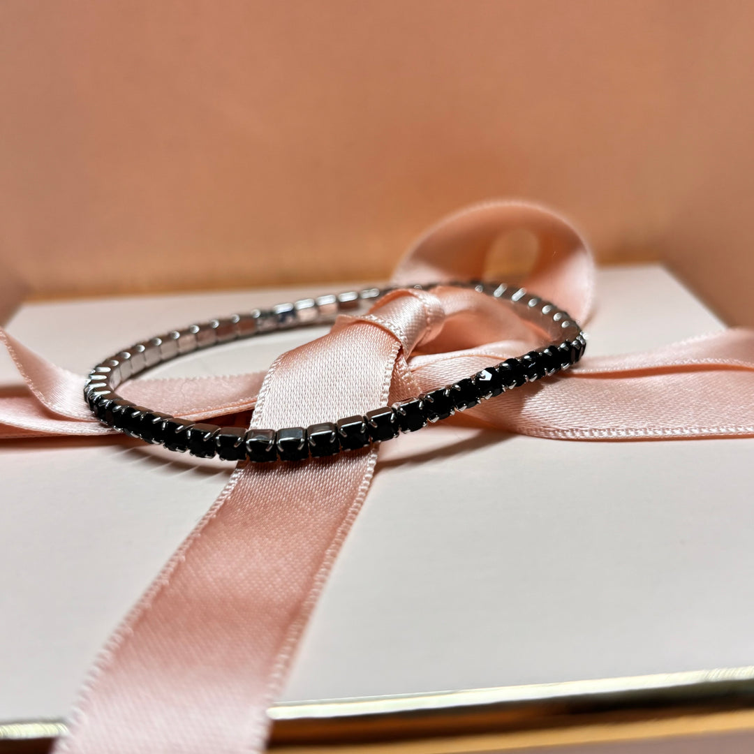 Dainty black rhinestone bangle