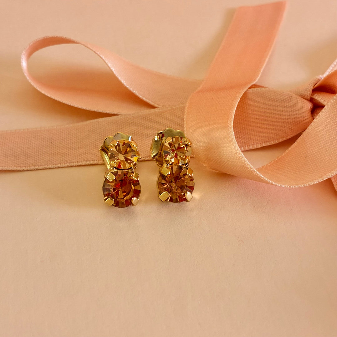 Peach Swarovski crystals gold plated earrings